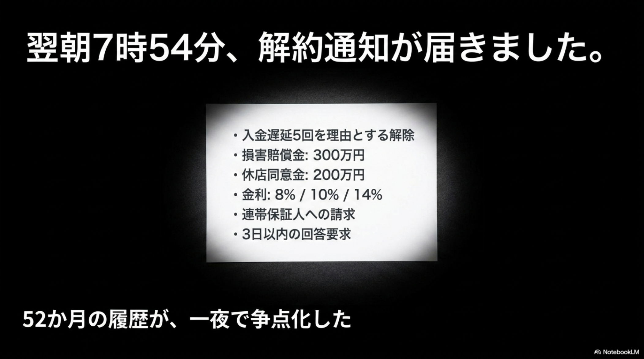 翌朝7時54分、解約通知が届きました